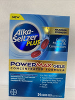 Alka-Seltzer Plus Powermax Max Strength Cough Mucus Congestion 24 gels  12/21
