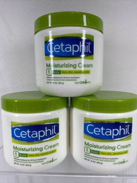 (3) Cetaphil Moisturizing Creme￼ Body & Face Rich Intense Hydration 16oz