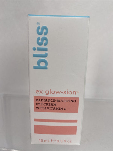 Bliss ex-'glow'-sion! Radiance Boosting Eye Creme with Vitamin C .0.5oz