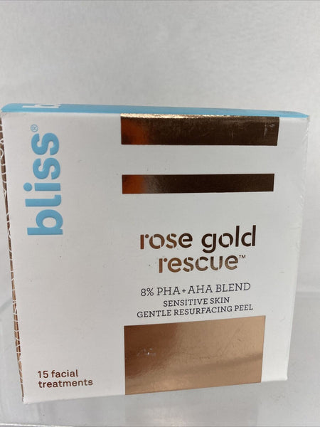 Bliss Rose Gold Rescue 8% PHA AHA Gentle Resurfacing Peel 15 Treatment Packets