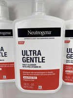 (3) Neutrogena Ultra Gentle Daily Cleanser Pro Vitamin B5 16 FL OZ