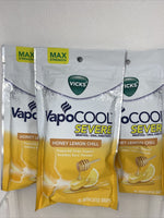 (3) Vicks VapoCool Severe Menthol Honey Lemon Chill 45 Medicated Cough Drop 7/22