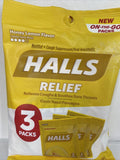 HALLS Relief Honey Lemon Flavor Cough Drops 3 On-the-Go Packs 24 ct 2/22