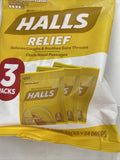 HALLS Relief Honey Lemon Flavor Cough Drops 3 On-the-Go Packs 24 ct 2/22