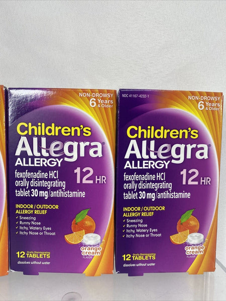 (2) Children's Allegra Allergy Disintegrating Tablets Antihistamine Orange 12ct