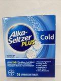Alka-Seltzer Plus Cold Medicine Sparkling Original 36 Effervescent Tablets 6/22+