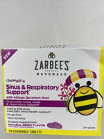 Zarbee's Naturals Sinus & Resp Support 24 Chewable Tablets 1/22 Berry