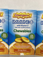(3) Emergen-C Immune Plus w Vitamin D C Zinc Chewable 14 Ct Orange Blast 8/22