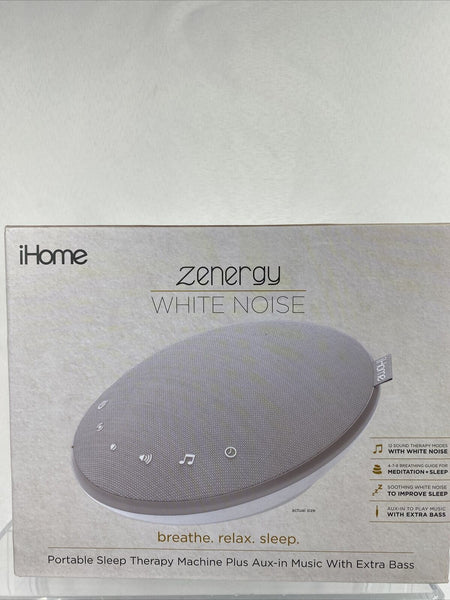 iHome Sleep Therapy Sound Machine White Noise Portable Zenergy Xtra Bass Timer