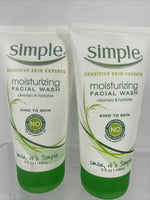(2) Simple Sensitive moisturizing Facial Wash Cleanse Hydrate No Oil Soap 5oz￼