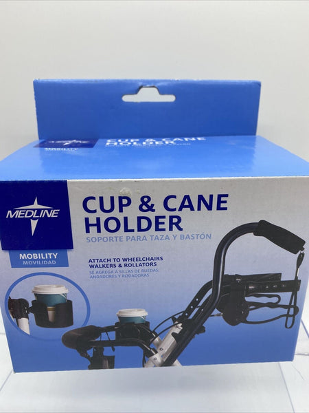Medline Mobility Walker Cup & Cane Holder Attach To Wheelchair Rollators Drink