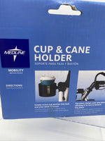 Medline Mobility Walker Cup & Cane Holder Attach To Wheelchair Rollators Drink