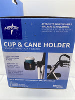 Medline Mobility Walker Cup & Cane Holder Attach To Wheelchair Rollators Drink