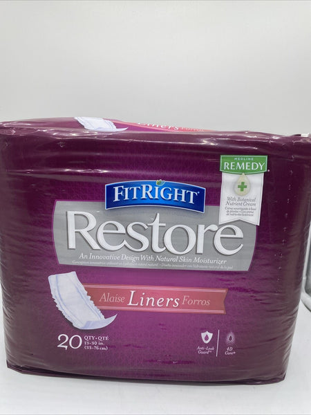 Medline FitRight Restore Moisturizer Heal 13x30” Guard Incontinence 20 Liners