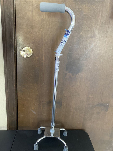 Medline Quad Cane Black 33"- 37"  Adjustable 300lb capacity Foam Grip Locking