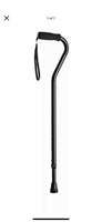 Medline Cane Offset Handle Aluminum Black 300# Capacity Adjustable Height