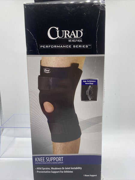 CURAD High Performance Medium Knee Support Metal Hinge 14-15” ACL Neoprene