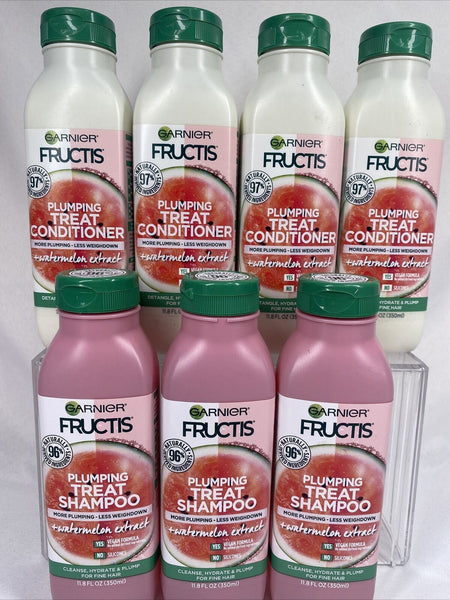 (7) Garnier Fructis Plumping Treat Watermelon Shampoo & Conditioner 11.8oz