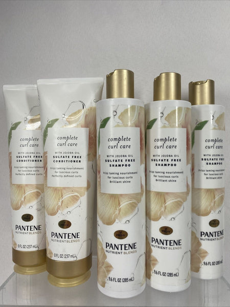 (5) Pantene Curl Care Jojoba Oil Sulfate Free 9.6oz Shampoo & 8oz Conditioner