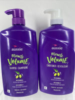 (2) Aussie Miracle Volume Shampoo & Conditioner HUGE PUMP Plum Bamboo 26.2 Oz
