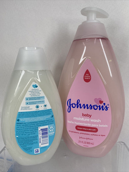 (2) Johnson's Gentle Baby Body Moisture Wash Tear Free 27.1oz &  Shampoo￼￼