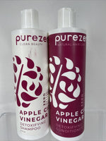 (2) Purezero Apple Cider Vinegar Detoxifying Shampoo Conditioner 12 oz Hair