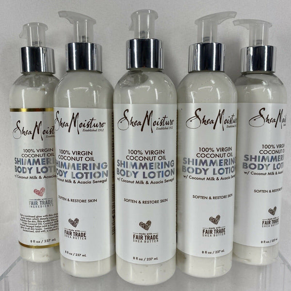 (5) Shea Moisture 100% Virgin Coconut Oil Shimmering Body Lotion 8oz