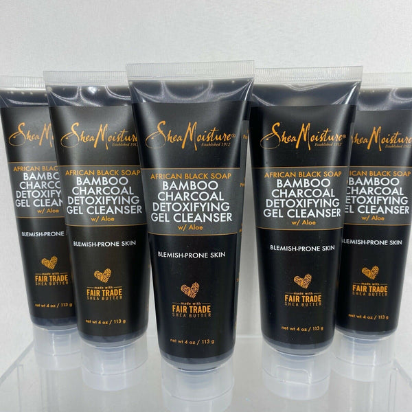 (5) Shea Moisture African Black Soap Bamboo Charcoal Detoxifying Gel Cleanser 4o