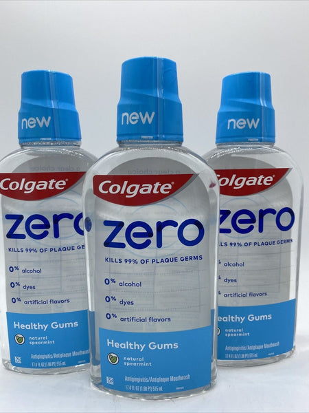 (3) Colgate Zero Healthy Gums Mouthwash 17.4oz Natural Spearmint Vegan ￼7/22