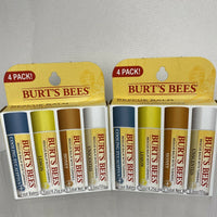 (2) Burt's Bees Rescue Lip Balm Honey, Lemon, Cooling Eucalyptus, Unscent 4 PACK