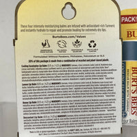 (2) Burt's Bees Rescue Lip Balm Honey, Lemon, Cooling Eucalyptus, Unscent 4 PACK