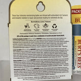 (2) Burt's Bees Rescue Lip Balm Honey, Lemon, Cooling Eucalyptus, Unscent 4 PACK