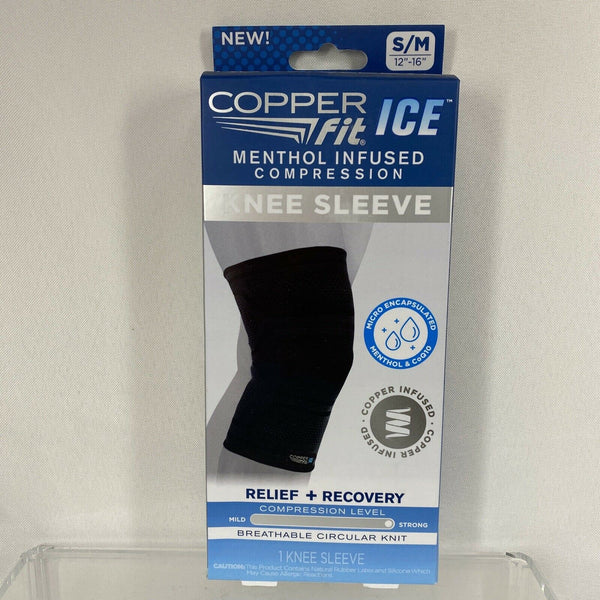 Copper Fit Ice Menthol Infused Compression Knee Sleeve Medium S/M 12"-16" Strong
