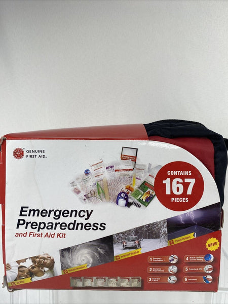 Genuine First Aid Emergency Preparedness KIT Light Blanket Radio 167 piece 10/22