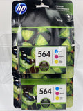 (2) Original HP 564 Tri-Color CMY Cyan Magenta Yellow Ink Cartridges High Yield