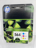 (2) Original HP 564 Tri-Color CMY Cyan Magenta Yellow Ink Cartridges High Yield