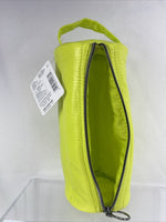 scunci Accessory Bag Round Quilted Neon Yellow Green Lime Zippered Handle Makeup