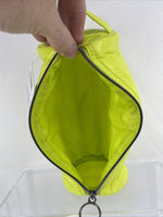scunci Accessory Bag Round Quilted Neon Yellow Green Lime Zippered Handle Makeup