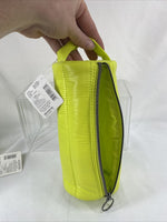 scunci Accessory Bag Round Quilted Neon Yellow Green Lime Zippered Handle Makeup