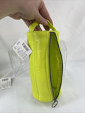 scunci Accessory Bag Round Quilted Neon Yellow Green Lime Zippered Handle Makeup