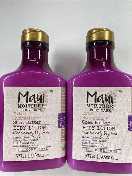 (2) Maui Moisture Body Care Extra Hydrating Shea butter￼ Coconut Lotion 19.5oz