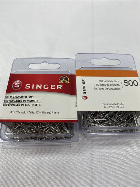(2) Singer Dressmaker Pins Dressmaker Sewing 500 Pins 1000ttl Bulk COMBINE SHIP
