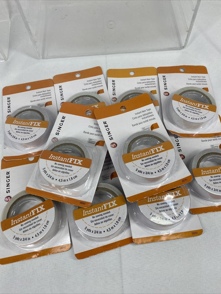 (10) Singer Instant Bond Double-Sided Fabric Clear Hem Tape 5 yds x 3/4 in