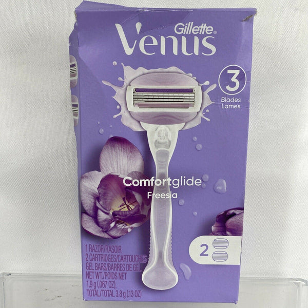 New Gillette Venus Comfort Glide Freesia Women's Razor & 2 Cartridges