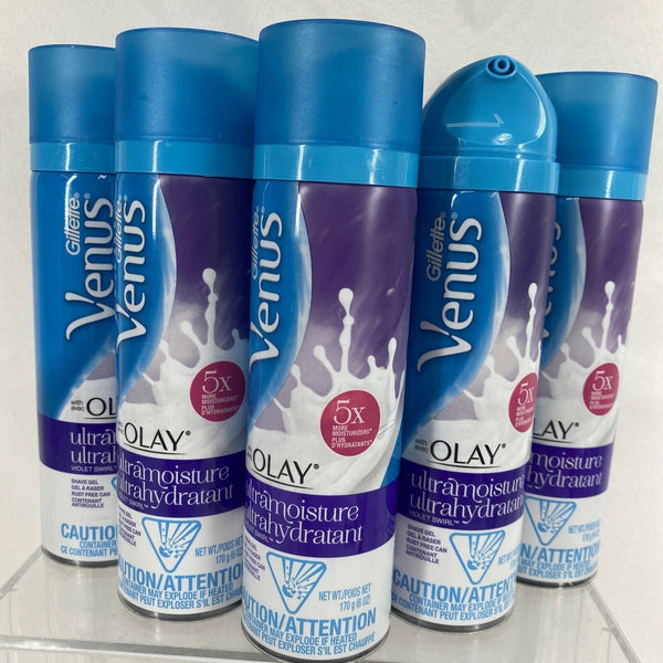 (5) Gillette Venus & Olay Ultra Moisture Violet Swirl Shave Gel 6 oz. ea