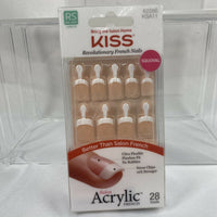 Kiss Acrylic SQUOVAL #62286 French Tip Real Short Glue On Nails KSA11