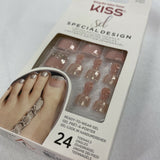 Kiss #84844 SD Special Design Gel Press-On Toenails ST031X Pink Nude Glitter