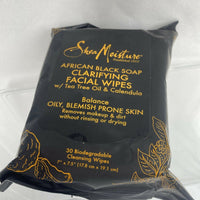 Shea Moisture Black Soap Tea Tree Calendula cleanser￼ Clarifying Facial Wipes 30