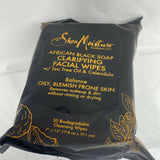 Shea Moisture Black Soap Tea Tree Calendula cleanser￼ Clarifying Facial Wipes 30