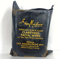 Shea Moisture Black Soap Tea Tree Calendula cleanser￼ Clarifying Facial Wipes 30